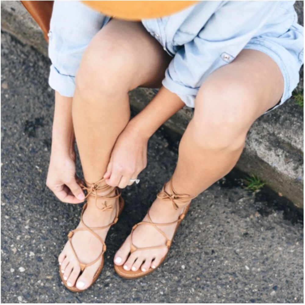 Madewell Tan Boardwalk Lace-Up Sandals